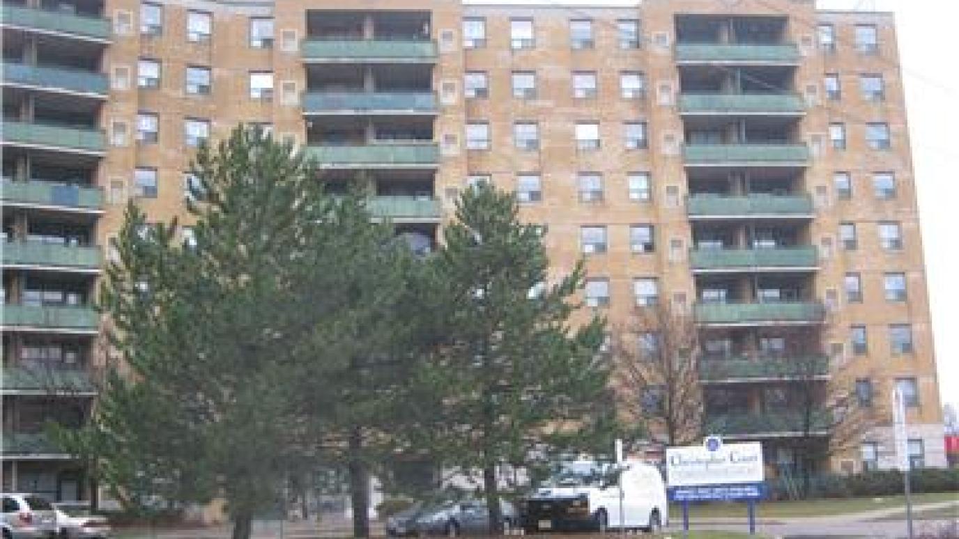 Front of Christopher Court apartment building