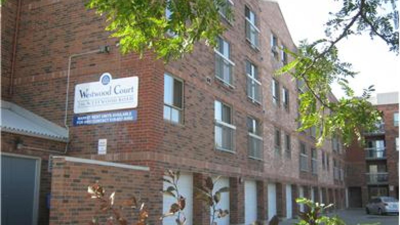 Front of Westwood Court apartment building