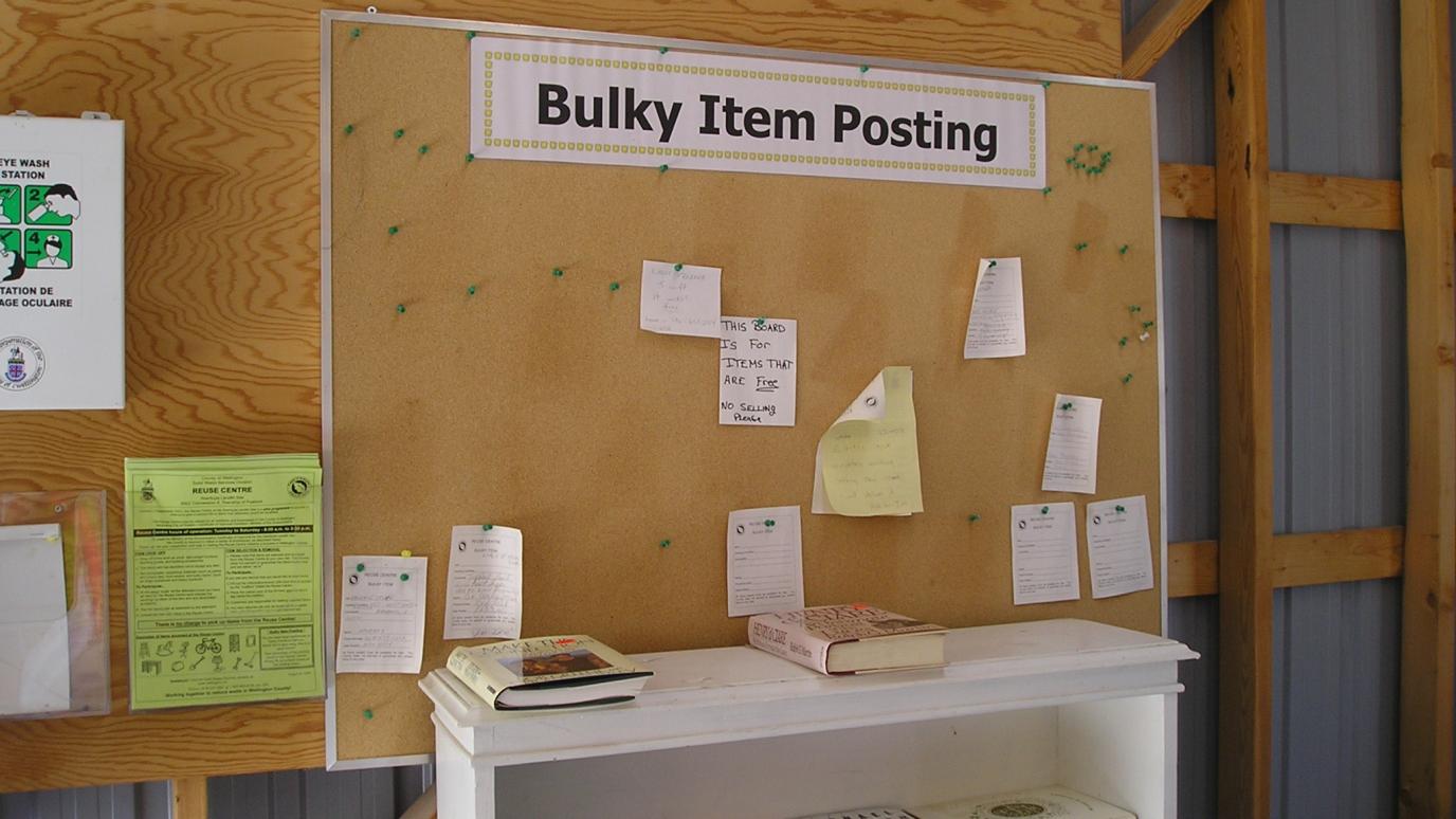 A bulky item posting board to post free items. 