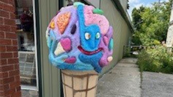 colourful ice cream cone statue