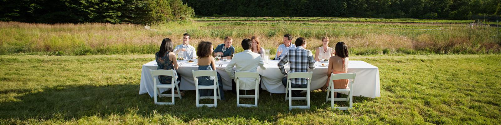 Farm to table dining experience in a farmers field