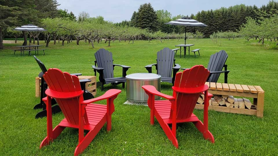 Outdoor setting with chairs on grass