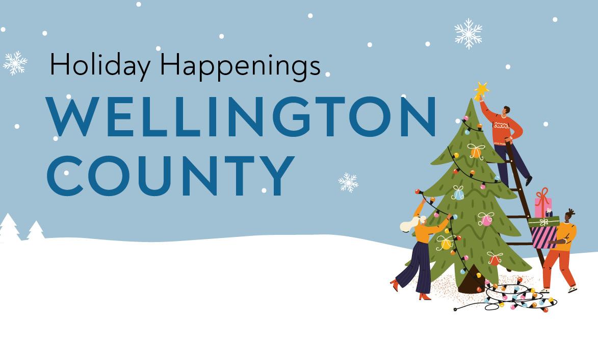 Holiday Happenings Wellington County banner illustration