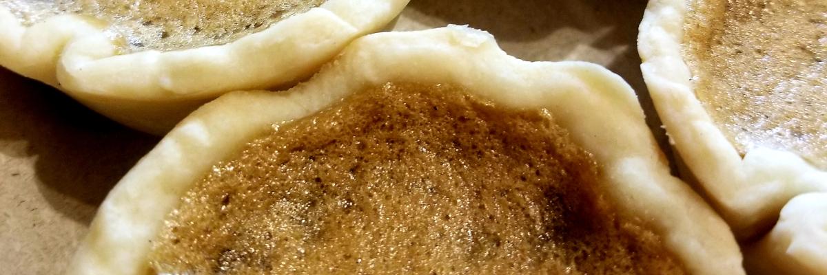 Close-up of baked butter tart